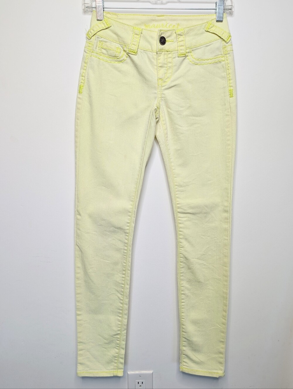 Y2K Low Rise Neon Light Yellow Denim Skinny Jeans